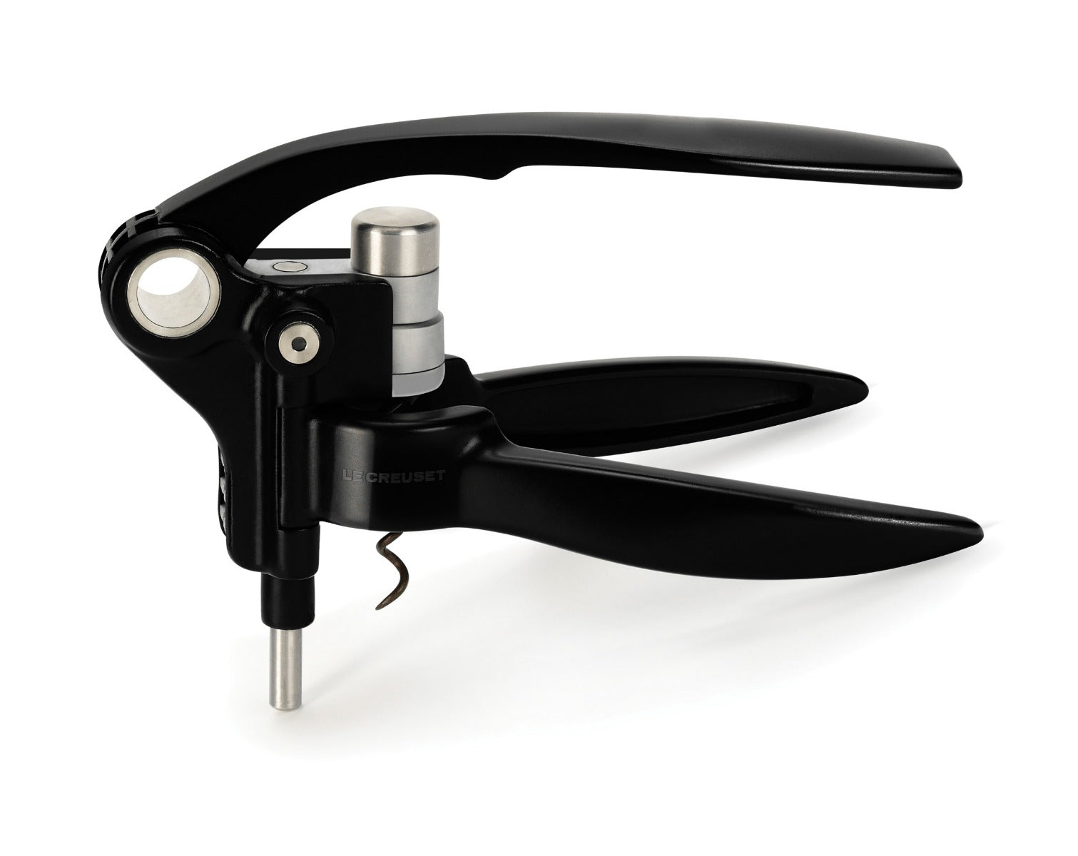 Le Creuset selvoptrækkende proptrækker m/folieskærer - sort - Bahne